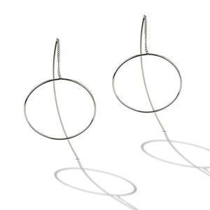 STERLING SILVER Circle Threader EARRINGS - e10388